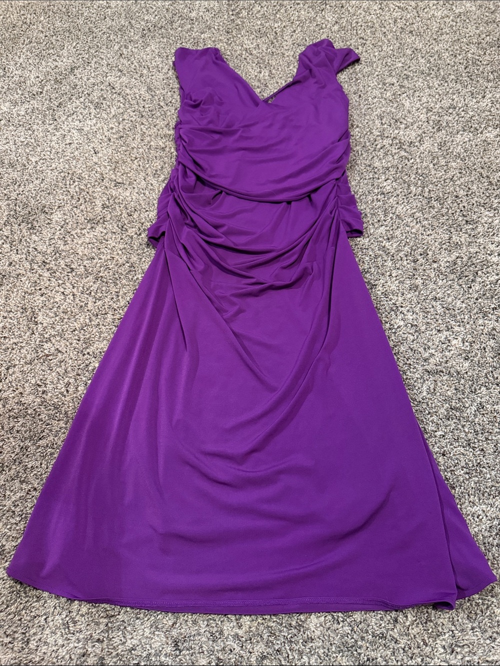 Moda International Purple Midi Dress with Draped Bodice Size XL